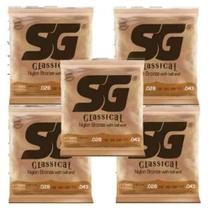 Kit 5 Encordoamento Violão Nylon Bronze Sg Tensão M 65 / 35.
