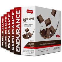 Kit 5 Endurance Caffeine Gel Vitafor Caixa 12 sachês Chocolate Belga