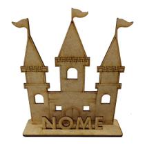 Kit 5 Enfeite de Mesa Castelo Personalizado com Nome 13x4x15 Mdf Madeira