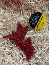 Kit 5 Enfeite Decoração Arvore de Natal Anjo com Trompete Vermelho Glitter