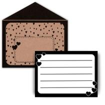 Kit 5 Envelopes Kraft + Papéis Carta 8x11 cm - Corações