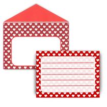Kit 5 Envelopes + Papéis Carta 8x11 cm - Corações