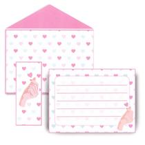 Kit 5 Envelopes + Papéis Carta 8x11 cm - Mão com Coração (K-Pop Style)