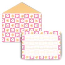 Kit 5 Envelopes + Papéis Carta 8x11 cm - Xadrez Floral