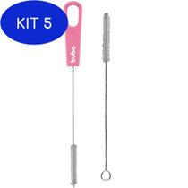 Kit 5 Escova De Limpeza Para Canudo Rosa Buba