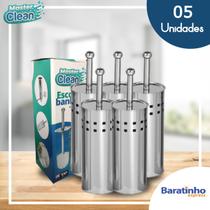 Kit 5 Escova Para Banheiro Vaso Com Suporte e Cabo de Inox