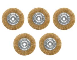 Kit 5 escova rotativa circular latonada 6" x 1/2" para motoesmeril