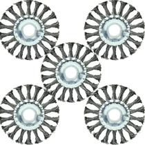 Kit 5 Escova Rotativa Trançada Aço Circular 4,5x1/2 Lotus Kit 5 Escova Rotativa Trançada Aço Circular 4,5x1/2 Lotus