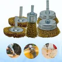 Kit 5 Escovas de Aço Circular para Furadeira Limpeza de Ferrugem