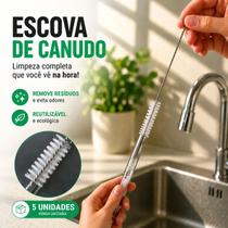 Kit 5 Escovas De Canudo Flexivel Inox Ecológica Limpeza Higienização De Canudos Kit 5 Escovas De Canudo Flexivel Inox Ecológica Limpeza Higienização De Canudos