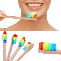 Kit 5 Escovas de Dentes Ecológicas de Bambu Arco-íris Rainbow
