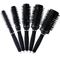 Kit 5 Escovas Profissionais Térmicas Cerâmica Iônica Secagem Rápida Reduz Frizz Cabo Emborrachado Brilho e Alinhamento