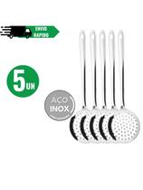 KIT 5 Escumadeira de Fritura Arroz Massa 100% Aço Inox Resistente Para Casa Cozinha Restaurante Buff KIT 5 Escumadeira de Fritura Arroz Massa 100% Aço Inox Resistente Para Casa Cozinha Restaurante Buff