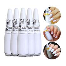 Kit 5 Esmalte Cremoso Branco Manicure Francesinha Impala