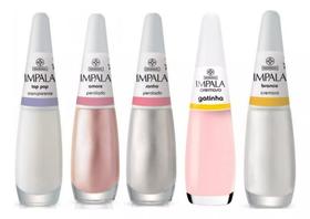 Kit 5 Esmalte Impala Branco Rosa E Perolados Unhas Lindas. Cor Branco, Rosa, Perolado