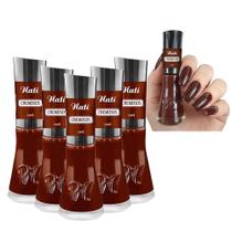 Kit 5 Esmaltes Coleção Cremosos Cor Café Nati