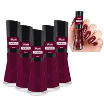 Kit 5 Esmaltes Coleção Cremosos Cor Vinho Nati