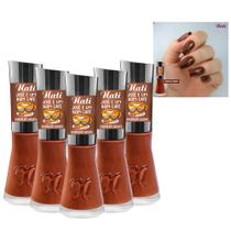 Kit 5 Esmaltes Coleção José Café Cor Chocolate Quente Marrom Nati