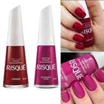 Kit 5 Esmaltes Escuros Risque Vermelho Preto Marrom Rosa Kit 5 Esmaltes Escuros Risque Vermelho Preto Marrom Rosa