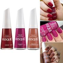 Kit 5 Esmaltes Escuros Risque Vermelho Preto Marrom Rosa Kit 5 Esmaltes Escuros Risque Vermelho Preto Marrom Rosa