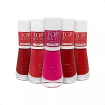 Kit 5 Esmaltes New Top Beauty Vegano - Tons de Vermelho