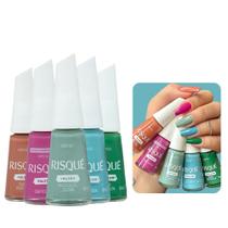 Kit 5 Esmaltes Risque Coleção Nova Cor e Voltei Esmalte Atacado