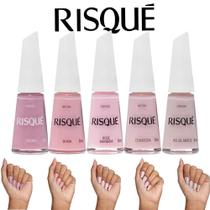 Kit 5 Esmaltes Rosas Naturais e Cremosos Risqué