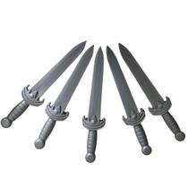 Kit 5 Espadas Heróis de Plástico Brinquedo Infantil Cor Prata