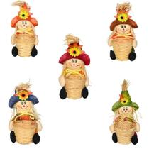 Kit 5 Espantalhos Cesto 26X11Cm Decoração De Festa Junina Kit 5 Espantalhos Cesto 26X11Cm Decoração De Festa Junina