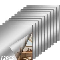 Kit 5 espelho adesivo sala jantar acrilico espelhado 5 unidades flexivel quadrado 15x15cm decorativo