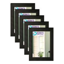 kit 5 Espelhos 10x15 Moldura Preta para casa, decoração, sala, banheiro
