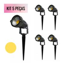 KIT 5 Espeto de Jardim LED 5W Branco Quente 3000K COB IP66 Bivolt