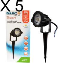 Kit 5 espeto de jardim led 5w verde ip65 corpo plastico galaxy