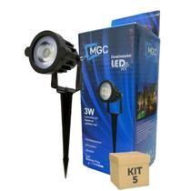 Kit 5 Espeto Luminária De Jardim Led 3w Branco Frio
