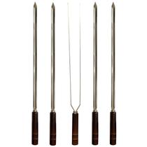 Kit 5 Espetos Artesanais Inox P/ Churrasco