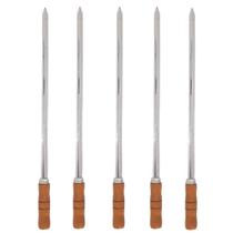 Kit 5 Espetos Espada 80cm Inox Cabo Madeira Churrasco Kit 5 Espetos Espada 80cm Inox Cabo Madeira Churrasco