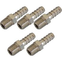 Kit 5 espigao rosca 1/4 bsp x mangueira 3/8 latão niquelado