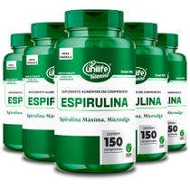 Kit 5 Espirulina Unilife 150 Comprimidos 1000mg