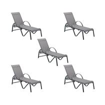 Kit 5 Espreguiçadeiras Búzios Grafite Alumínio