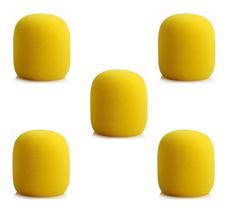Kit 5 Espumas Filtro Pop Microfone Dinâmico Vocal - Amarelo