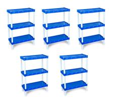 Kit 5 Estante Plástica Azul Com 3 Prateleiras Agraplast Kit 5 Estante Plástica Azul Com 3 Prateleiras Agraplast