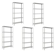 Kit 5 Estantes Aço 5 Prateleiras para Depósito Escritório e Garagem Kit 5 Estantes Aço 5 Prateleiras para Depósito Escritório e Garagem