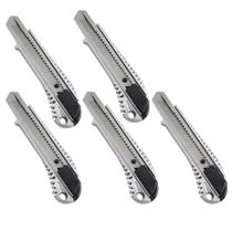 Kit 5 Estilete Metálico Reforçado Profissional Trava automatica 18mm Worker Kit 5 Estilete Metálico Reforçado Profissional Trava automatica 18mm Worker