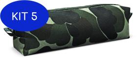 Kit 5 Estojo Necessaire Ls Ee2071 Verde Camuflado Com 1 Divisória