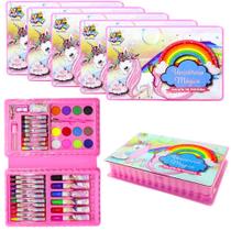 Kit 5 Estojos Pintar Colorir Unicórnio com Canetinhas Lembrança Festa Sacola Surpresa Kit 5 Estojos Pintar Colorir Unicórnio com Canetinhas Lembrança Festa Sacola Surpresa