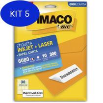 Kit 5 Etiqueta Inkjet/Laser Carta 6080 - Com 10 Folhas - Pimaco