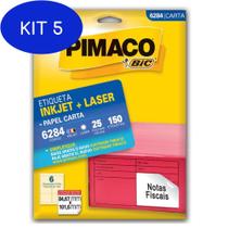 Kit 5 Etiqueta Pimaco Carta Inkjet E Laser 6284 Com 150