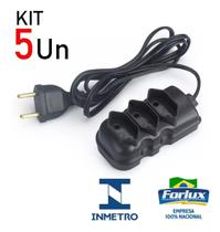Kit 5 extensão eletr. 10 metros 3 tomadas bipolar preto Kit 5 extensão eletr. 10 metros 3 tomadas bipolar preto