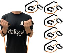 Kit 5 Extensores Elástico VP1064 Vollo Sports Nível Médio Com Pegadores Preto e Laranja