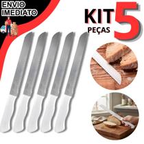 Kit 5 Faca De Pão Grande Em Inox N8 Profissional Cabo Branco Serrilhada Pães Bolo Para Padaria Cozinha Restaurante Kit 5 Faca De Pão Grande Em Inox N8 Profissional Cabo Branco Serrilhada Pães Bolo Para Padaria Cozinha Restaurante